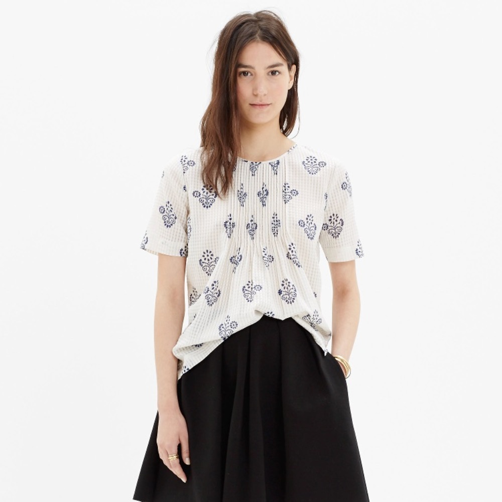 Madewell floral stamp pintuck top - size 10